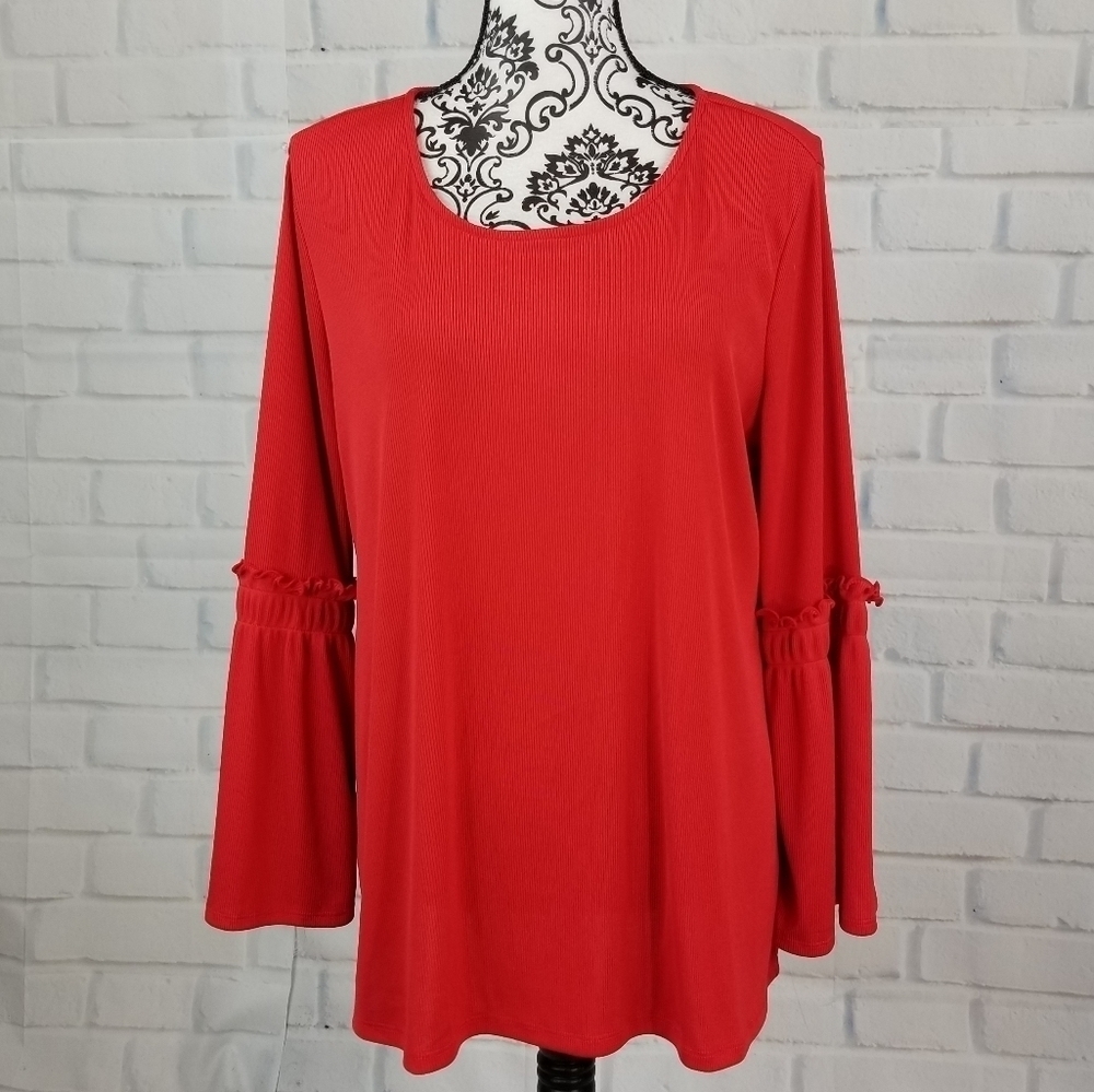 Alfani sz L long mini bell sleeve stretch knit top